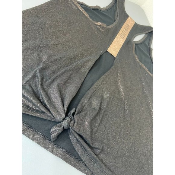 Victoria Sport women's medium black gold shimmer racer open back athletic tank - Picture 7 of 7